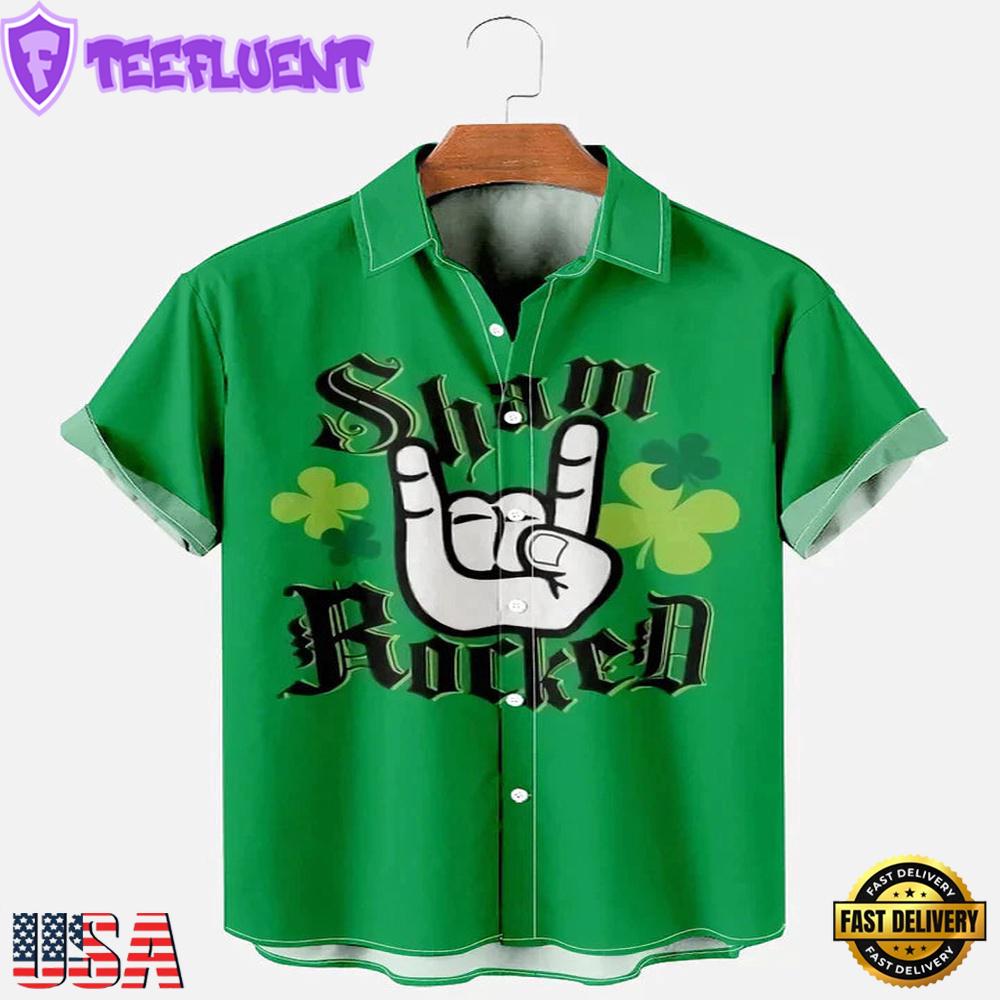 Mens St. Patrick'S Day Sham Rocked Printed Hawaiian Shirt