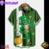 Mens St. Patrick'S Day Spooky Elf Print Color Block Hawaiian Shirt