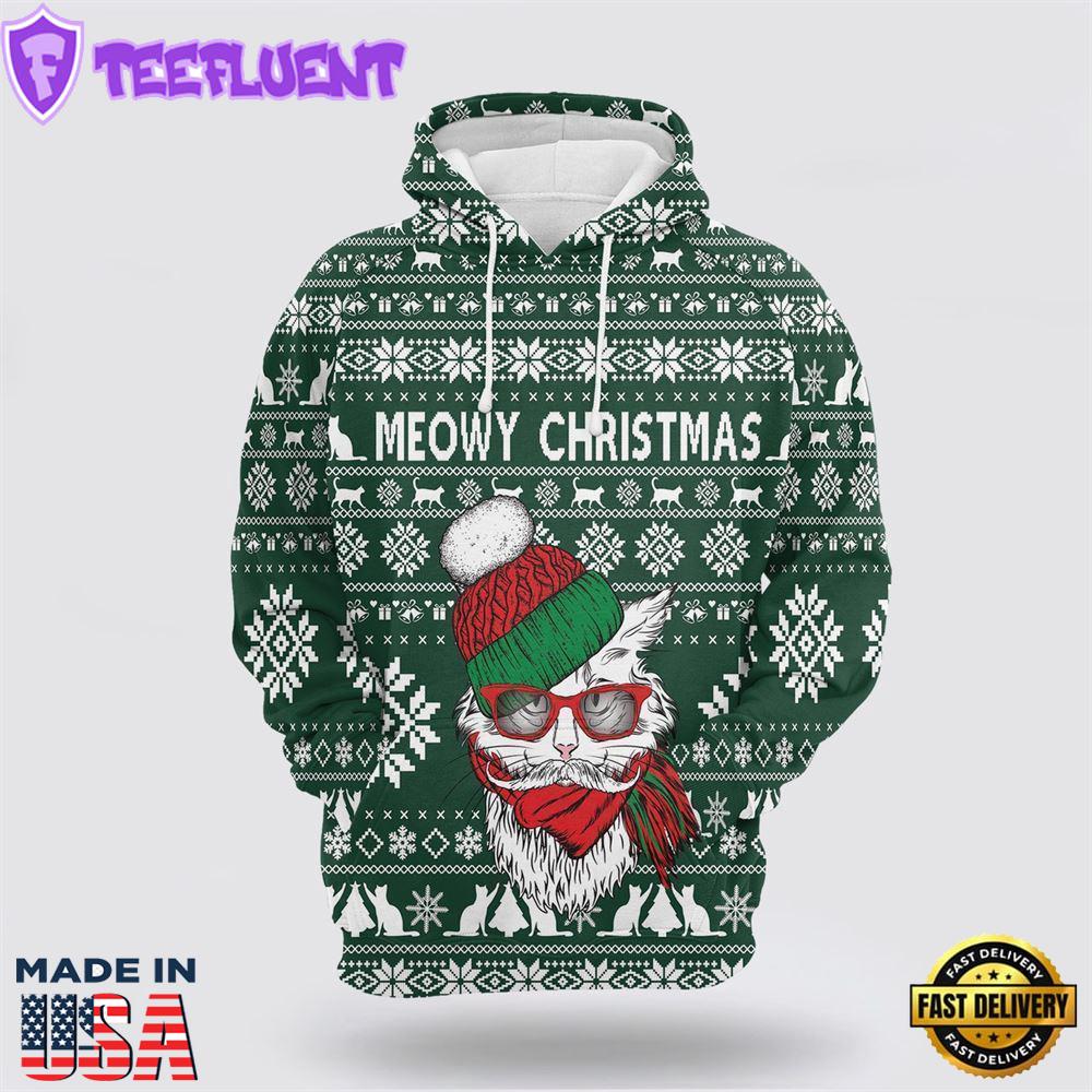 Meowy Christmas All Over Print 3D Hoodie