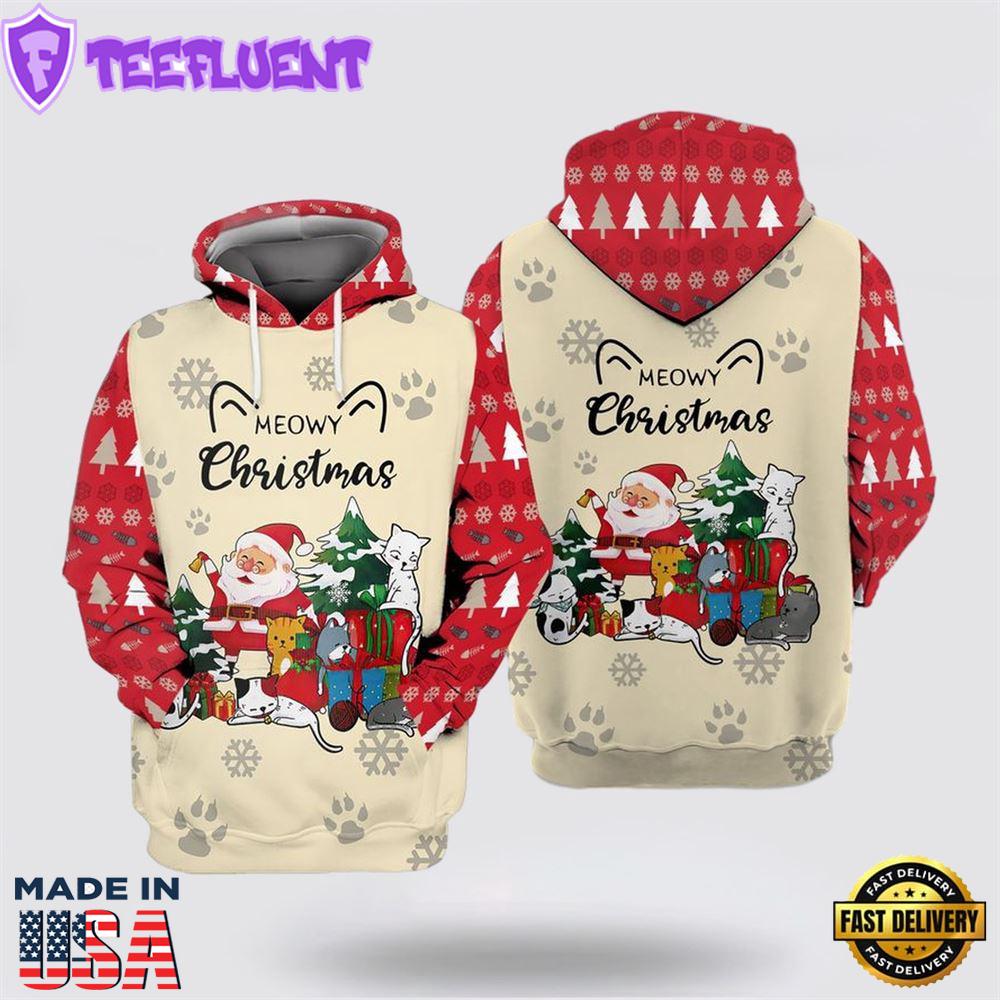 Meowy Christmas Gift For Cat Lovers All Over Print 3D Hoodie For Men And Women