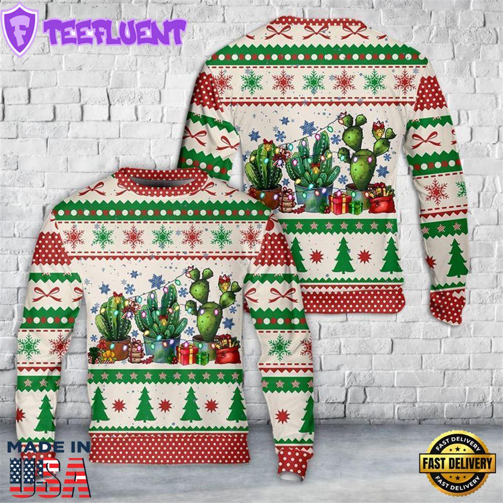 Merry Christmas Cactus Ugly Christmas Sweater For Men And Women