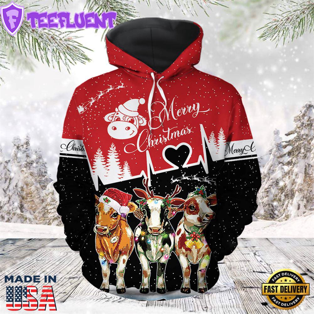 Merry Christmas Cowchristmas Hoodie All Over Print