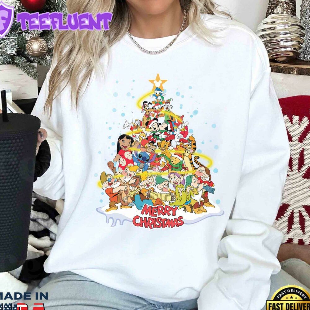 Merry Christmas Disney Characters Shirt Mickey and Friends Christmas Tee Xmas Party Gift