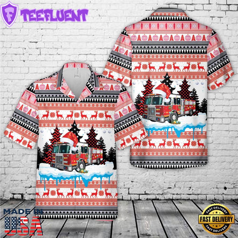 Merry Christmas Fire Tree Christmas Hawaiian Shirt