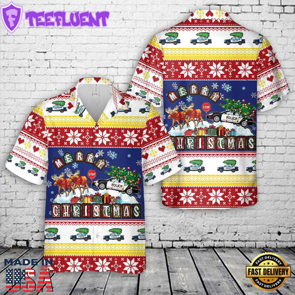 Merry Christmas Police Car Christmas Hawaiian Shirt
