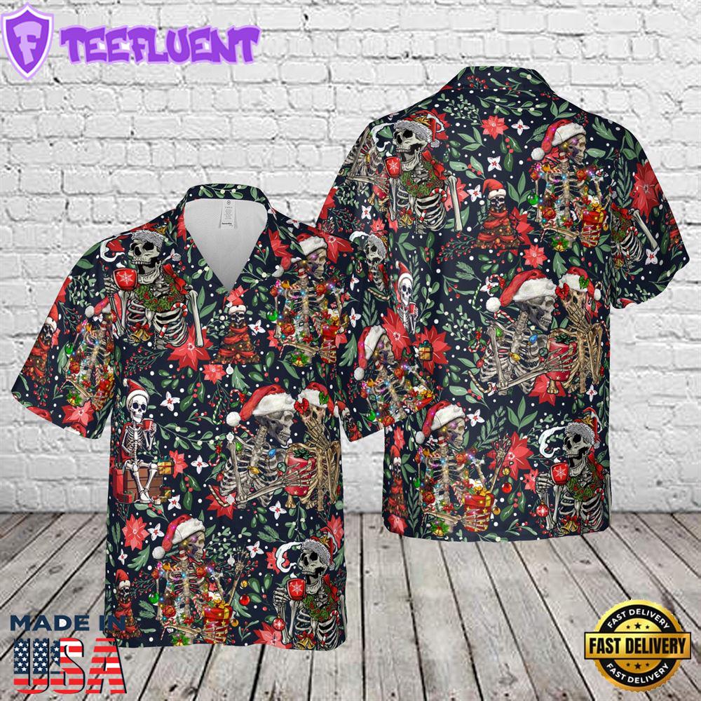 Merry Christmas Skull Santa Skeletons Hawaiian Shirt