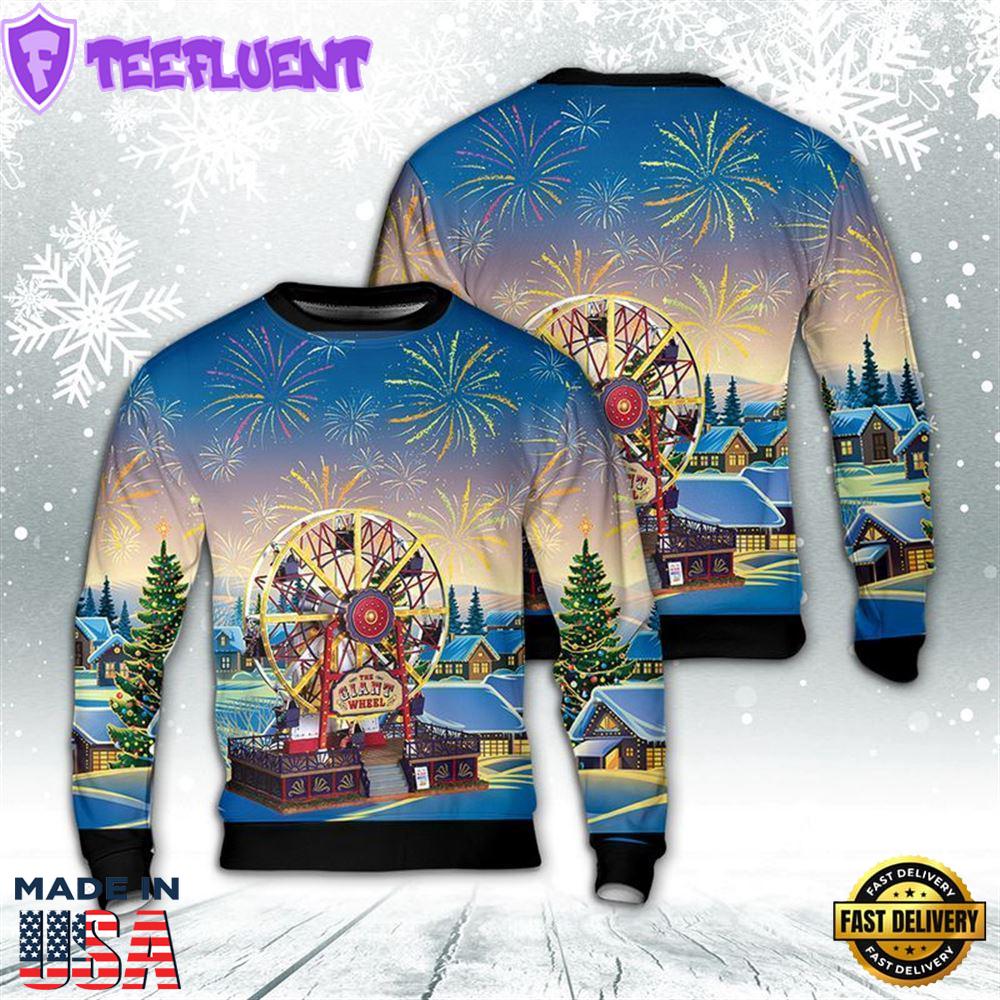 Merry Christmas The Giant Wheel Ugly Christmas Sweater For Men And Women