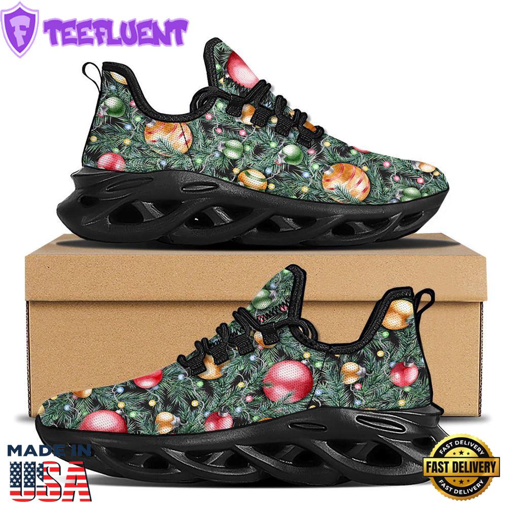 Merry Christmas Watercolor Print Pattern Black Max Soul Shoes