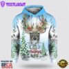 Merry Christmas With Deer All Over Print 3D Hoodie