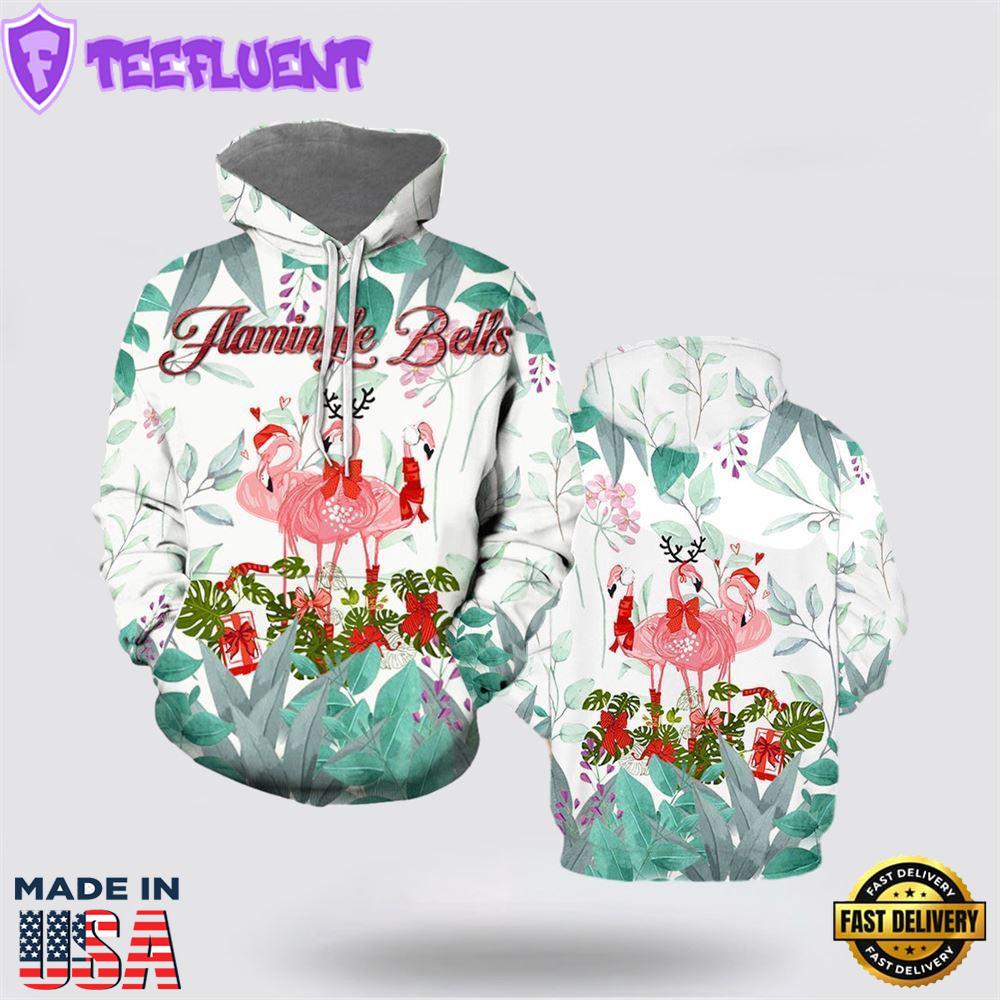 Merry Flamingo On Christmas Day All Over Print 3D Hoodie