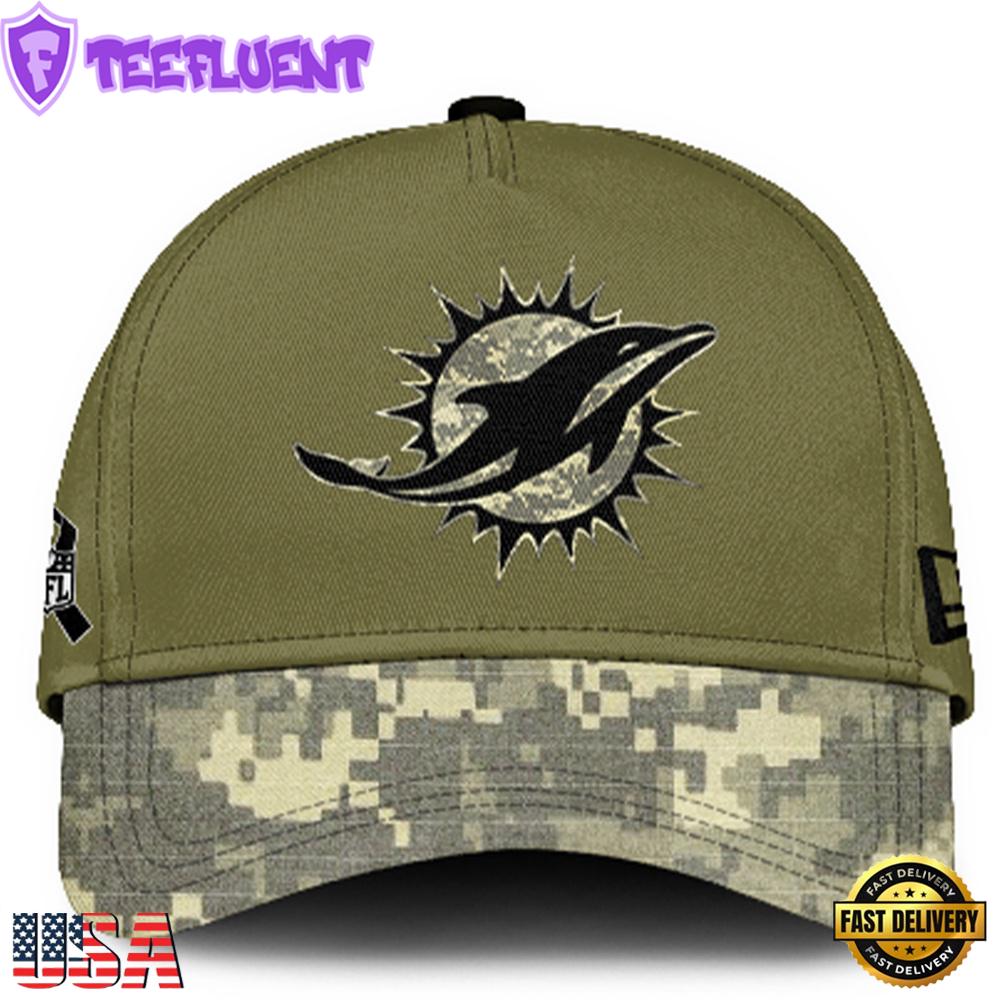 Miami Dolphins 2024 Salute to Service Club Green Camo Cap Gift For Veteran