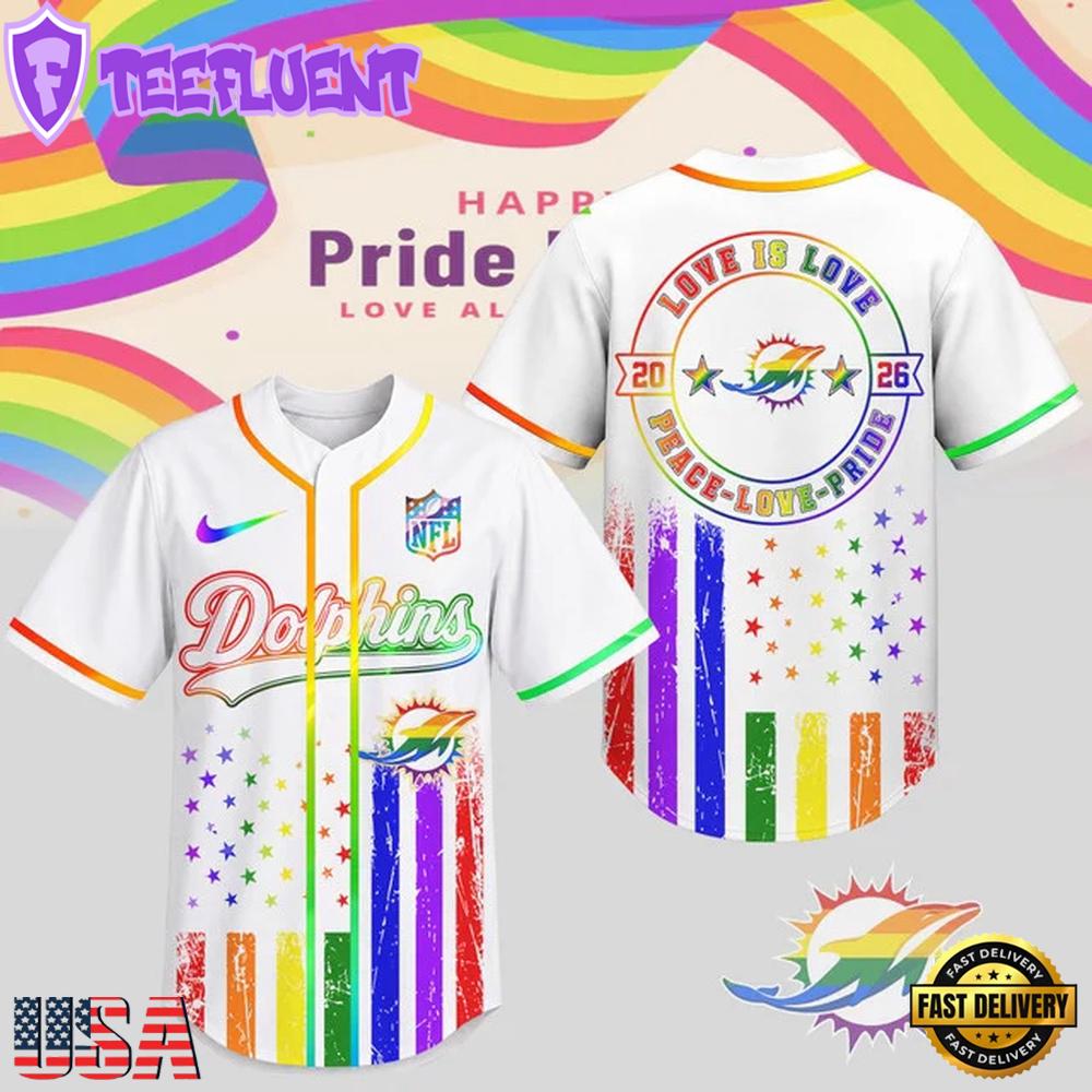 Miami Dolphins 2026 NFL Pride Love Limited Edition Baseball Jersey