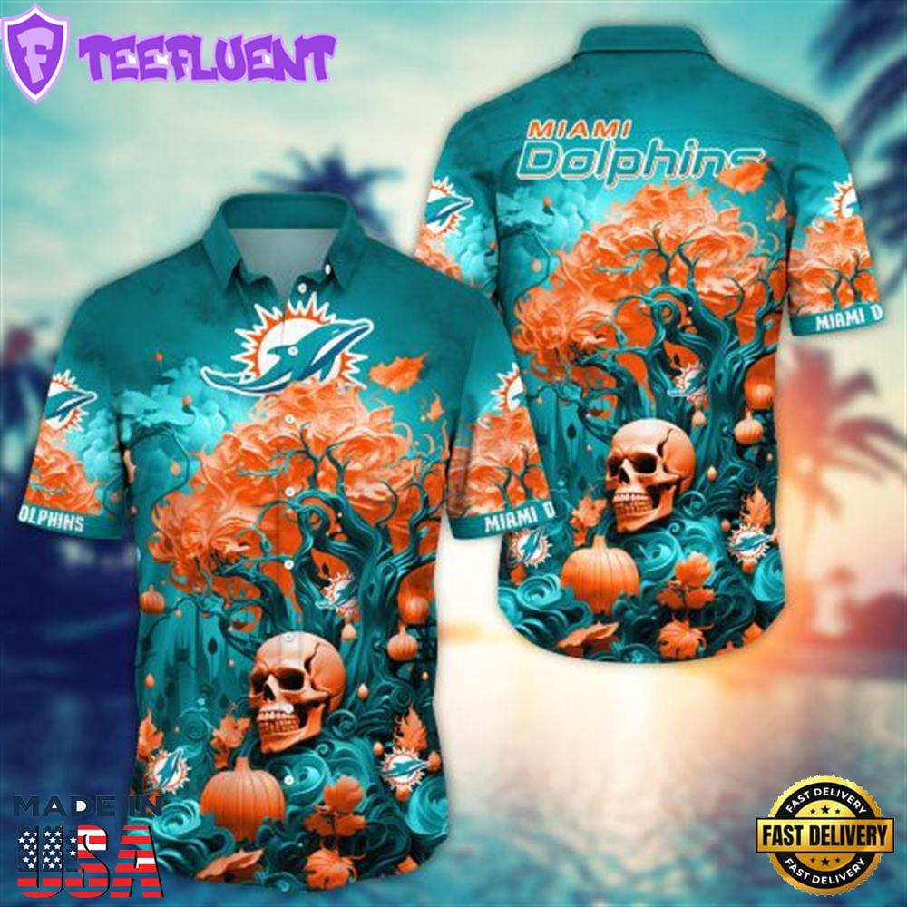 Miami Dolphins Halloween Skull Pumpkin – NFL Hawaiian Shirt