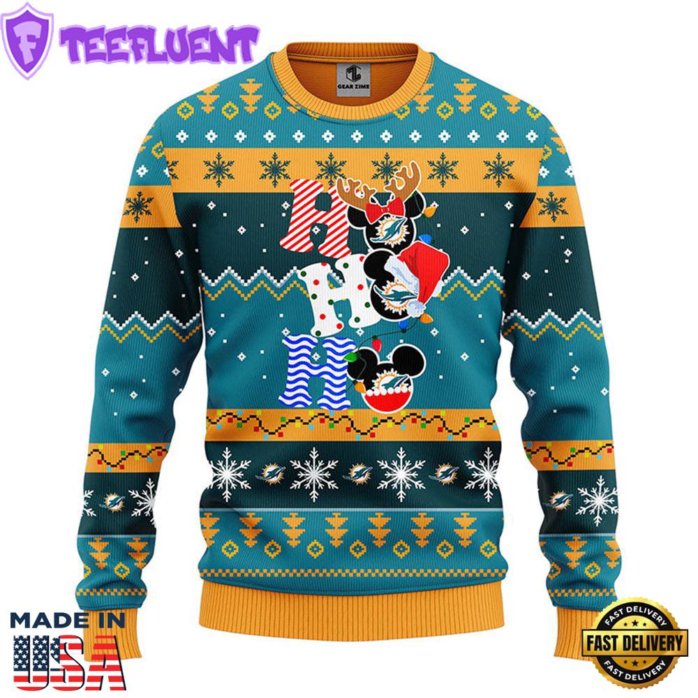Miami Dolphins HoHoHo Mickey Christmas Ugly Sweater