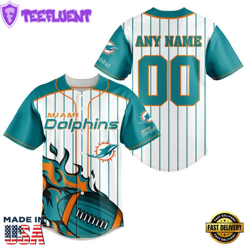 Miami Dolphins NFL 3D Personalized Baseball Jersey Shirt For Fans