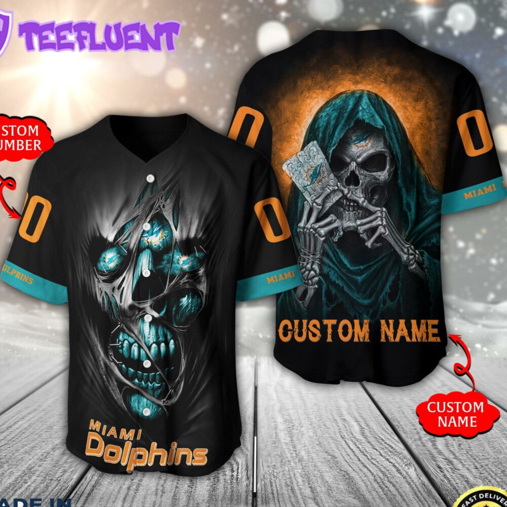 Miami Dolphins NFL 3D Personalized Baseball Jersey Shirt For Fans