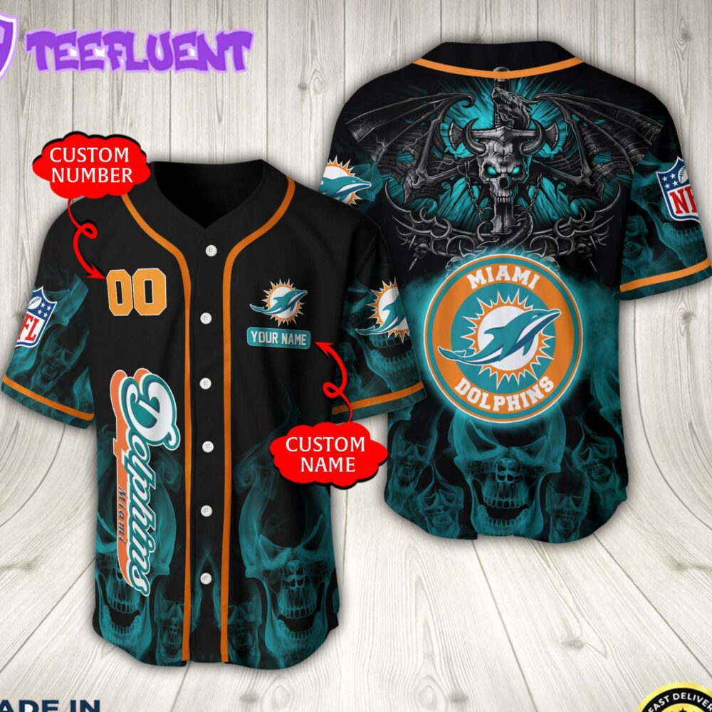 Miami Dolphins NFL Baseball Jersey Custom Name And Number Shirt For Fans