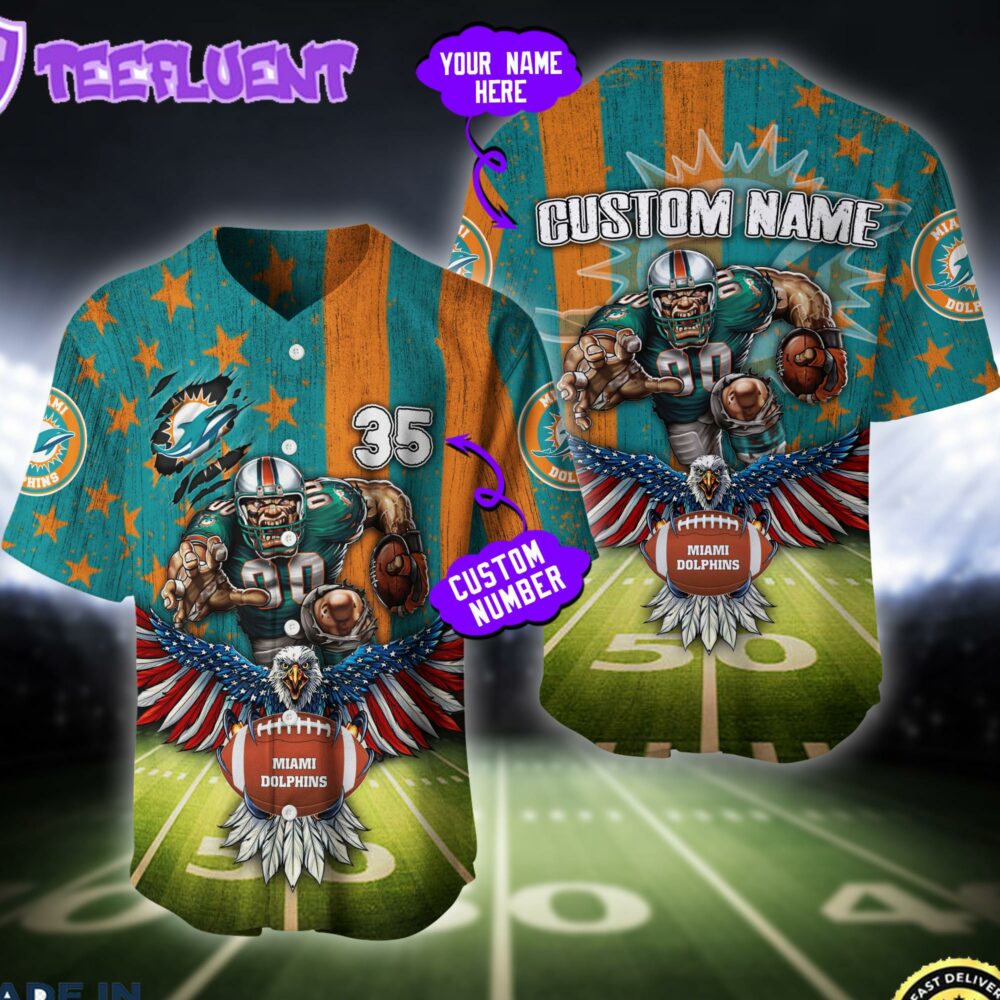 Miami Dolphins NFL Baseball Jersey Custom Shirt For Fans