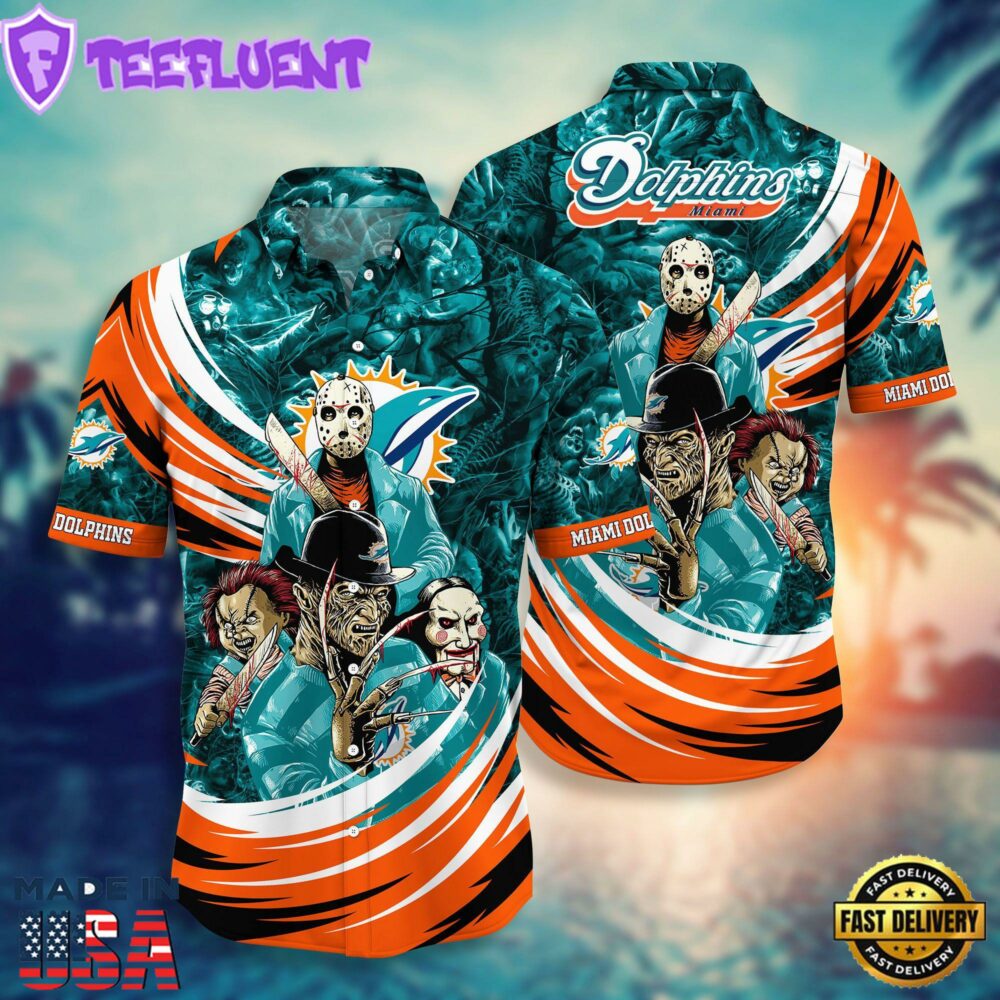 Miami Dolphins NFL Halloween Horror Movies Hawaiian Shirts