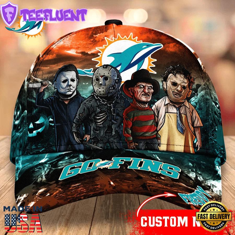 Miami Dolphins NFL Personalized Trending Cap Mixed Horror Movie Characters