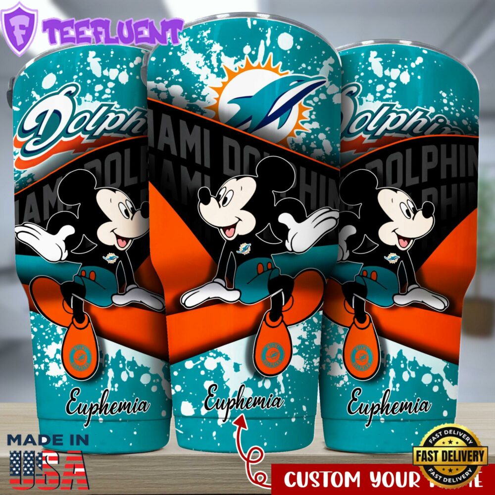 Miami Dolphins NFL-Custom Tumbler Mickey Mouse Style