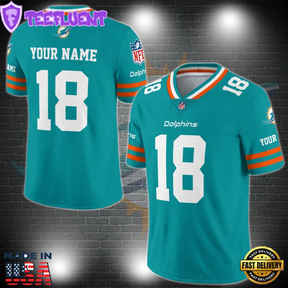Miami Dolphins Personalized V-neck Football Jersey Sport Gifts For Fan