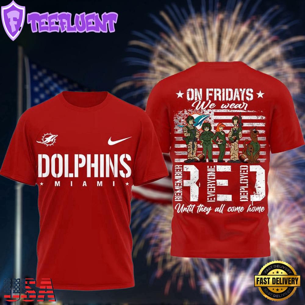 Miami Dolphins Scooby-Doo Red Friday Military 3D T-Shirt