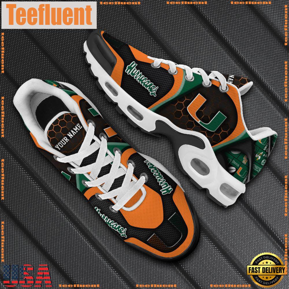 Miami Hurricanes Tn Shoes Personalized Your Name, Football Team Shoes