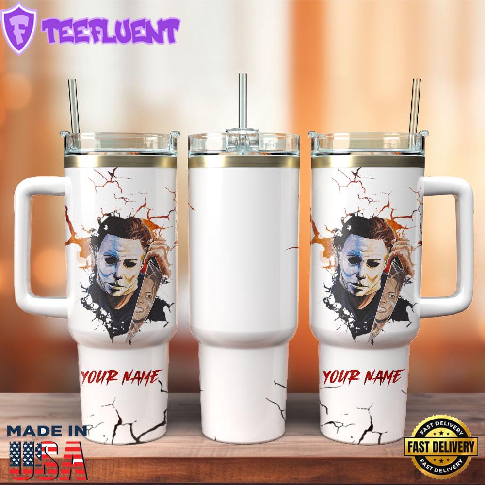 Michael Myers Movie Custom Stanley Quencher 40oz Stainless Steel Tumbler With Handle 1