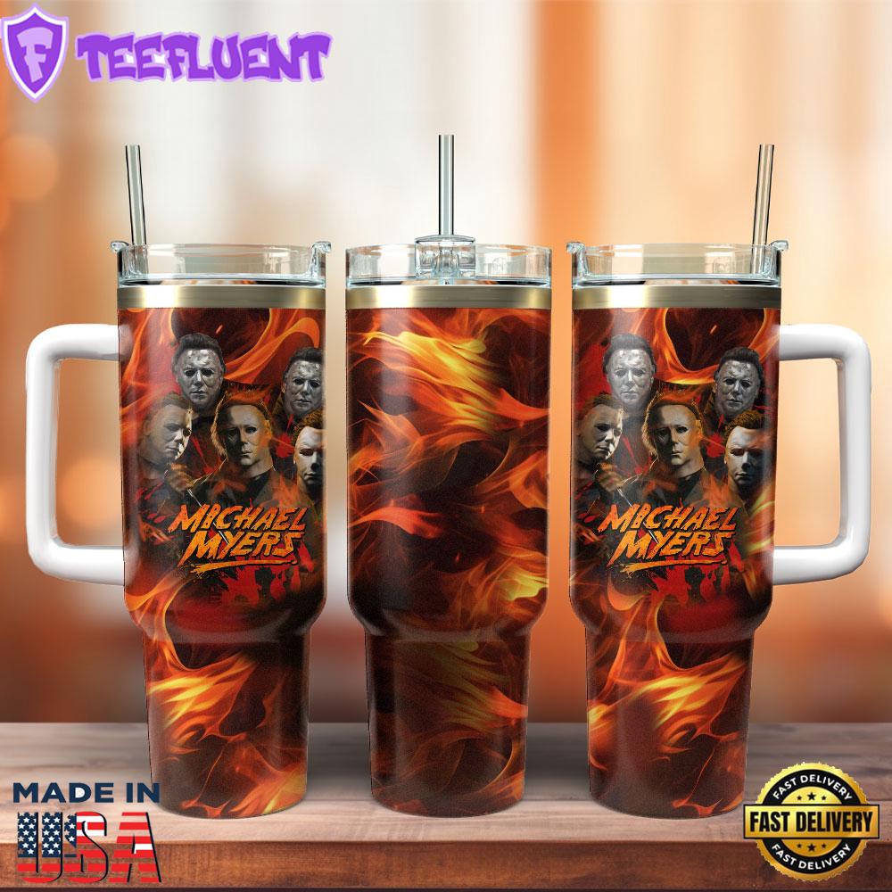 Michael Myers Movie Custom Stanley Quencher 40oz Stainless Steel Tumbler With Handle