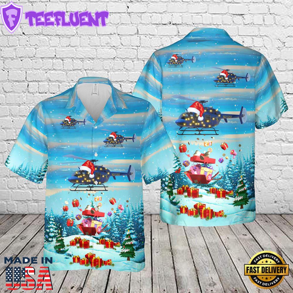 Michigan State Police Bell-407 Christmas Hawaiian Shirt