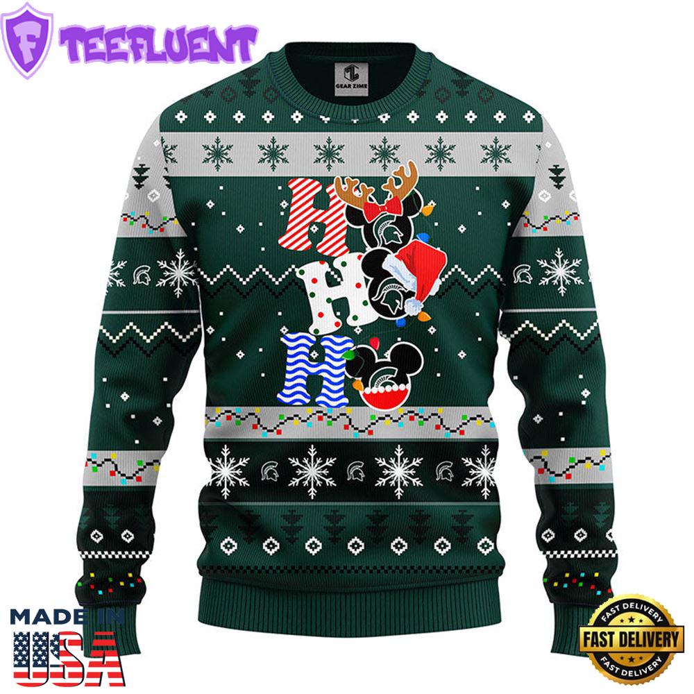 Michigan State Spartans Hohoho Mickey Christmas Ugly Sweater