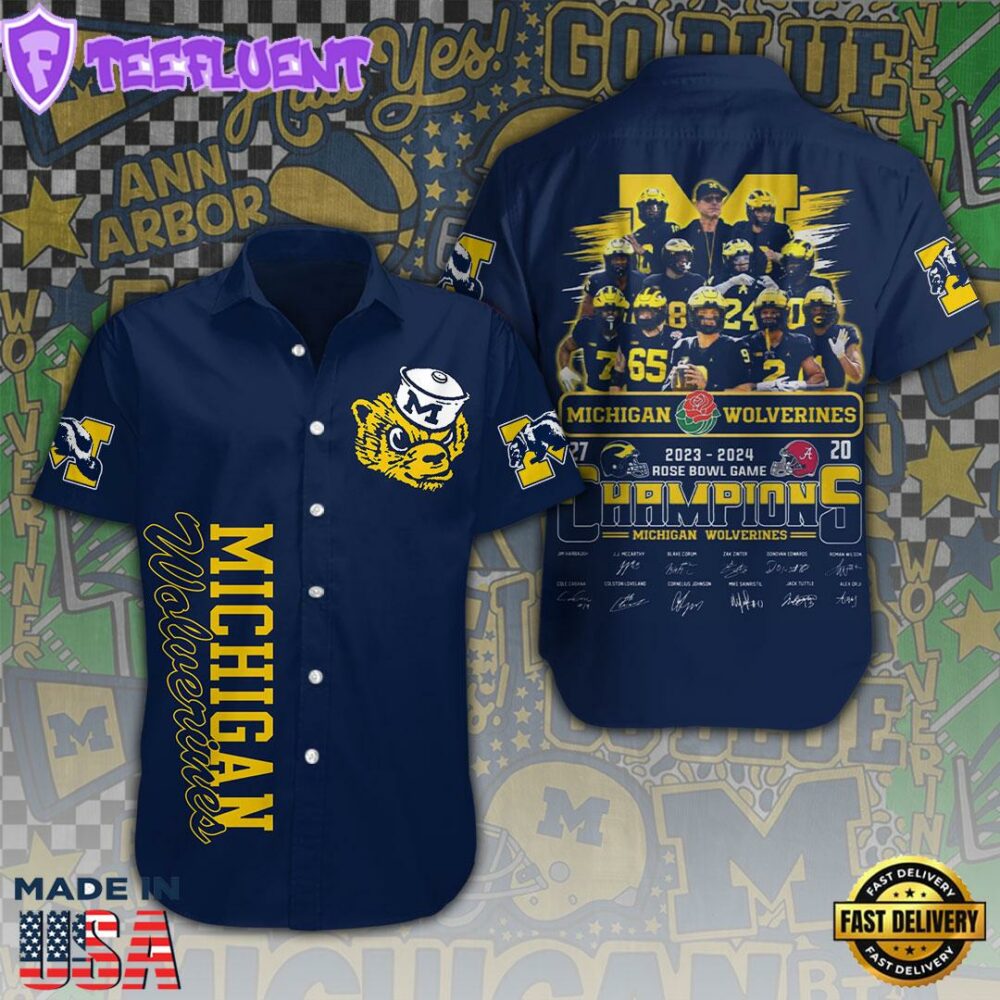Michigan Wolverines Football Short Sleeve Dress Shirt For Man And Women