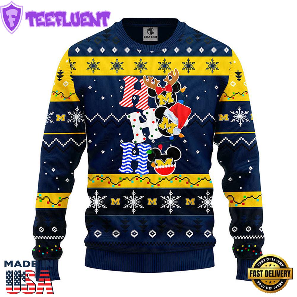Michigan Wolverines Hohoho Mickey Christmas Ugly Sweater