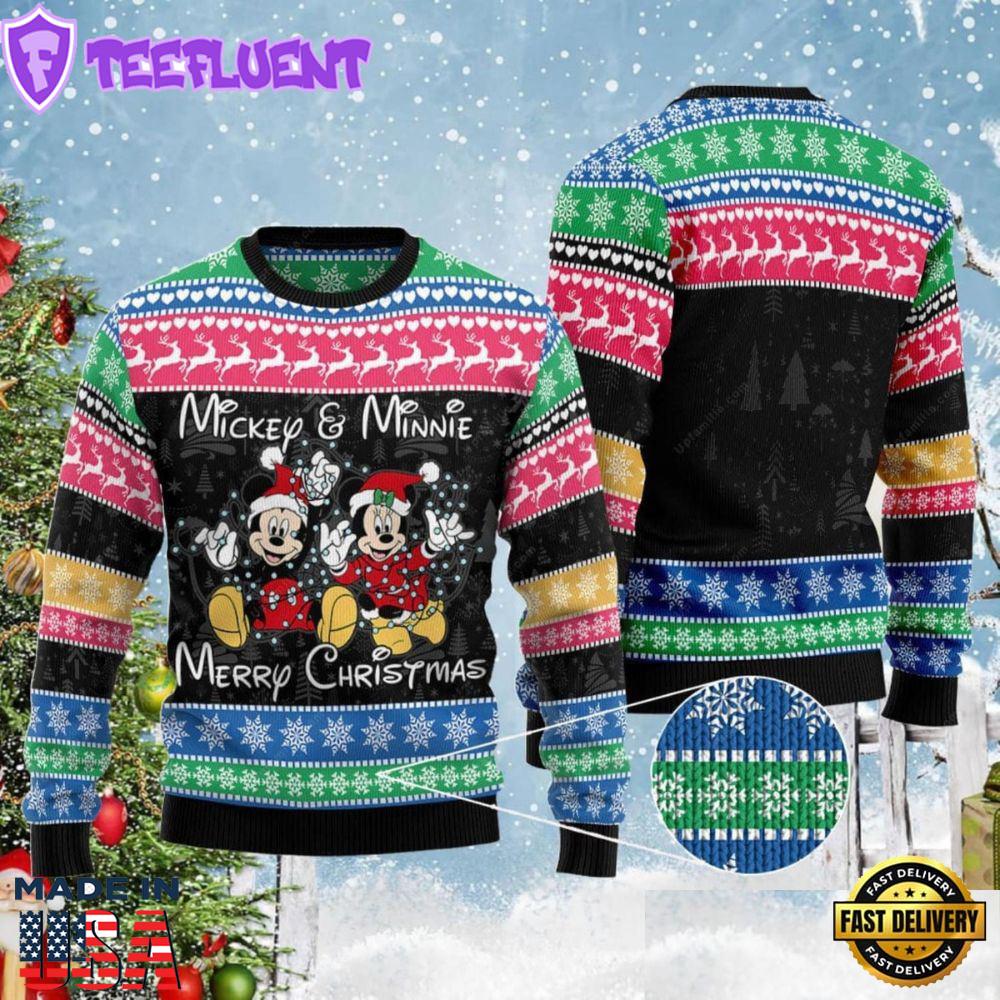Mickey And Minnie Merry Xmas Disney Ugly Christmas Sweater