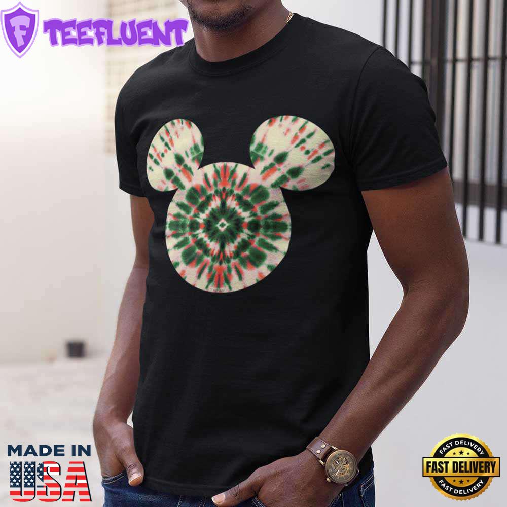 Mickey Head Christmas Holiday Tie-Dye T-shirt Disney