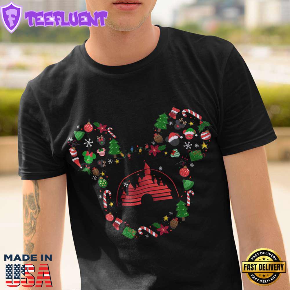 Mickey Head Disney Castle T-Shirt X-Mas Funny Gift