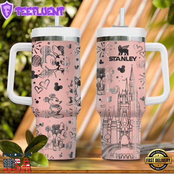 Mickey & Minnie Mouse Disney Cartoon Custom Stanley Quencher 40oz Stainless Steel Tumbler With Handle