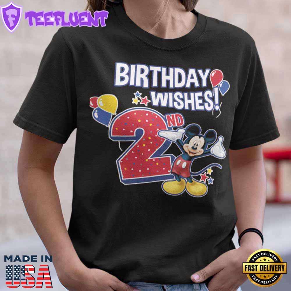 Mickey Mouse 2nd Birthday Wishes T-shirt Disney