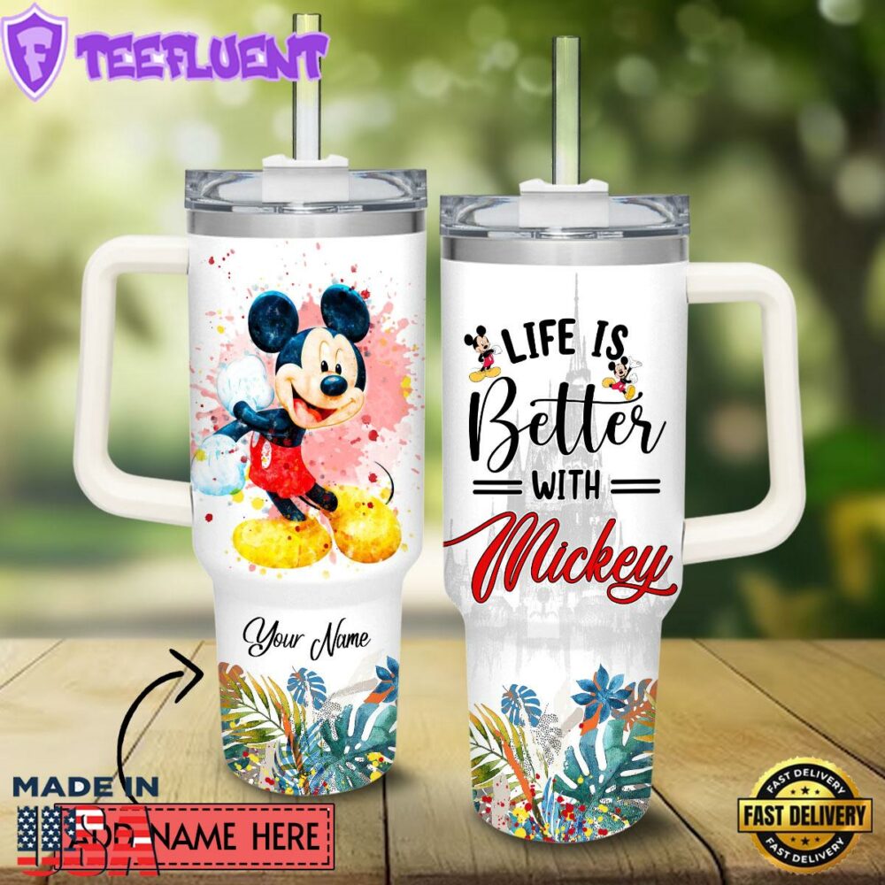 Mickey Mouse And Friends Cartoon Custom Stanley Quencher 40oz Stainless Steel Tumbler With Handle