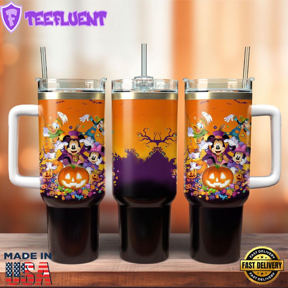 Mickey Mouse And Friends Halloween Cosplay Cartoon Custom Stanley Quencher 40oz Stainless Steel Tumbler With Handle