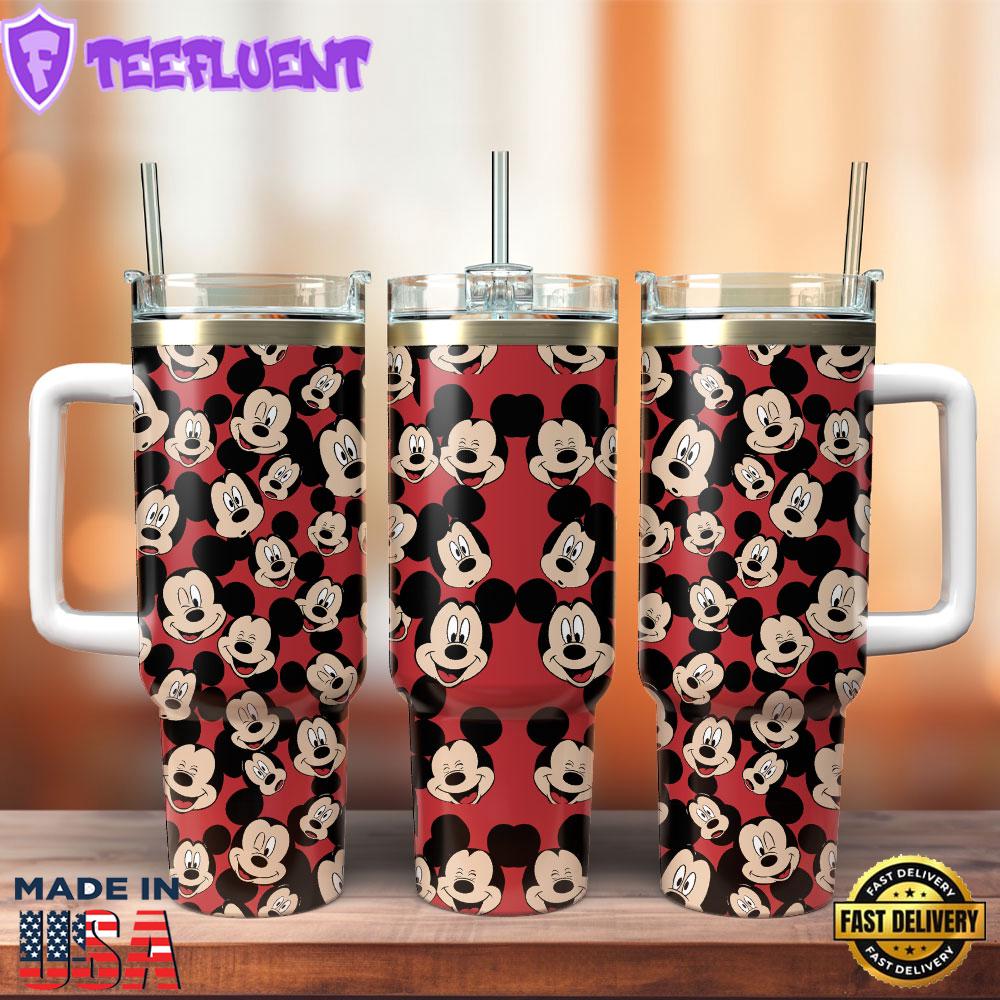 Mickey Mouse Cartoon Custom Stanley Quencher 40oz Stainless Steel Tumbler With Handle