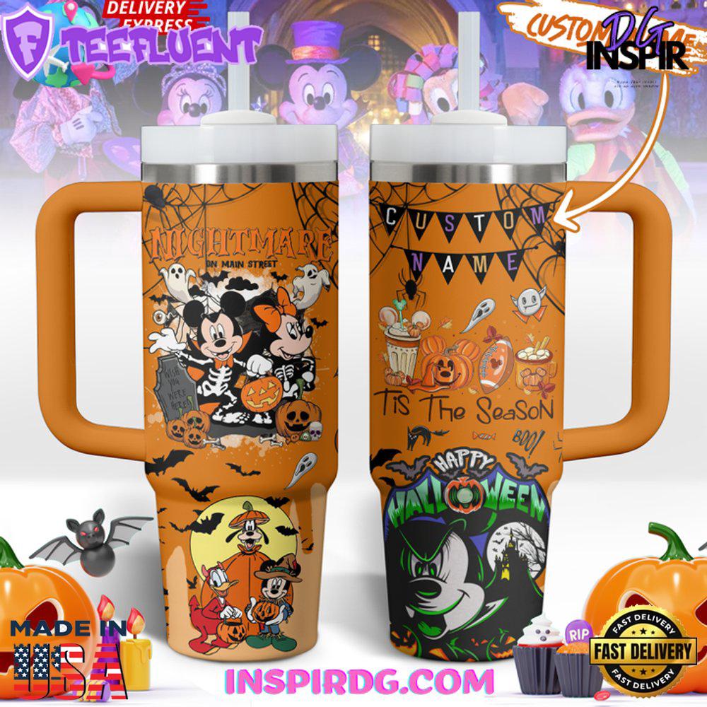 Mickey Mouse Cartoon Halloween Custom Stanley Quencher 40oz Stainless Steel Tumbler