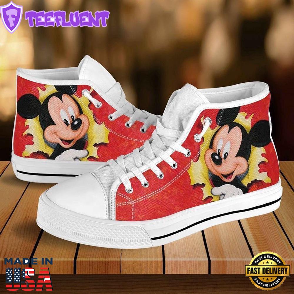 Mickey Mouse Donald Daisy Duck High Top Shoes Sporty Top Sneakers For Fans