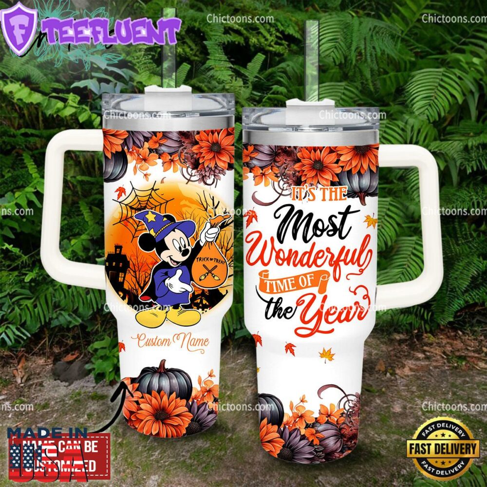 Mickey Mouse Halloween Cartoon Custom Stanley Quencher 40oz Stainless Steel Tumbler