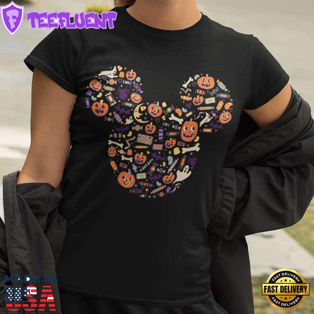 Mickey Mouse Icon Candy and Pumpkins Halloween T-Shirt Disney