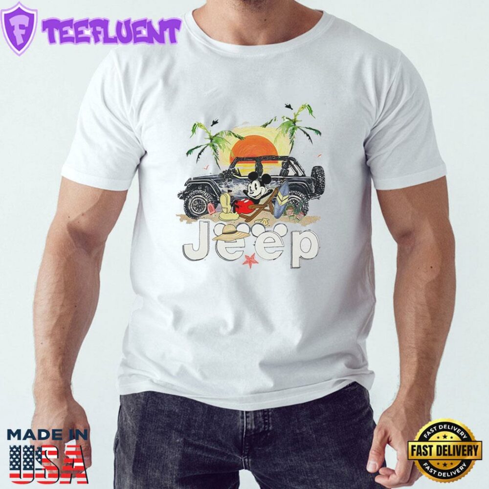 Mickey Mouse Jeep Summer Vacation On Beach Shirt
