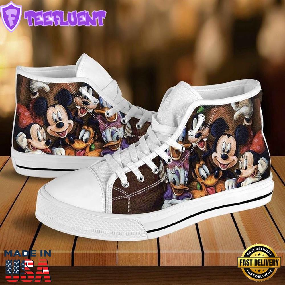 Mickey Mouse Minnie High Top Shoes Sleek Top Sneakers For Fans