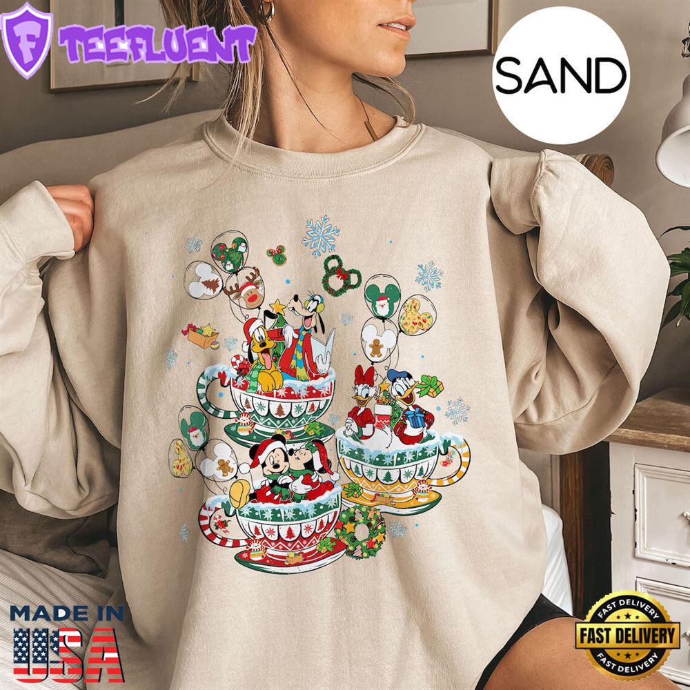 Mickey's Very Merry Christmas Party 2023 Sweatshirt Disney Family Mickey Mouse Tea Cup