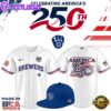 Milwaukee Brewers USA 250th Anniversary Patriotic Limited Baseball Jersey 4th Of July 3 Milwaukee Brewers USA 250th Anniversary Patriotic Limited Baseball Jersey